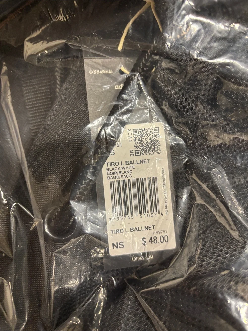adidas Black Mesh Drawstring soccer ball bag